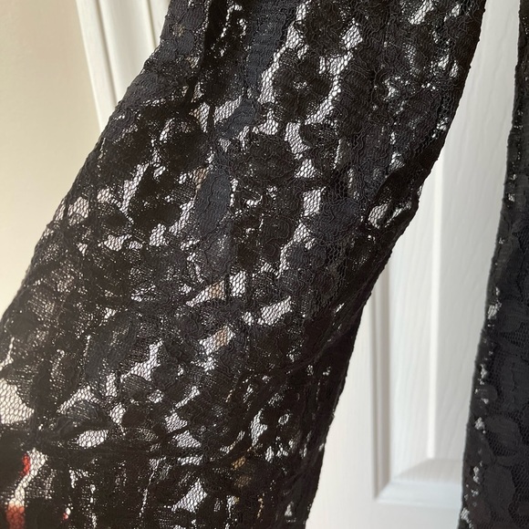 🆕H &‎ M divided lace overlay ladies dress-NWT-size 8-sheath-flared sleeves-mini - Picture 5 of 16